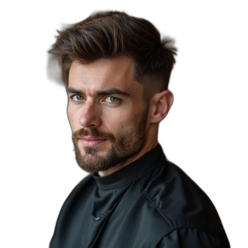 jacket, hair, staff, face transparent PNG cut-out