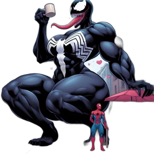 animal, comic book art, concept art, bustling, city, street, massive, venom transparent PNG cut-out