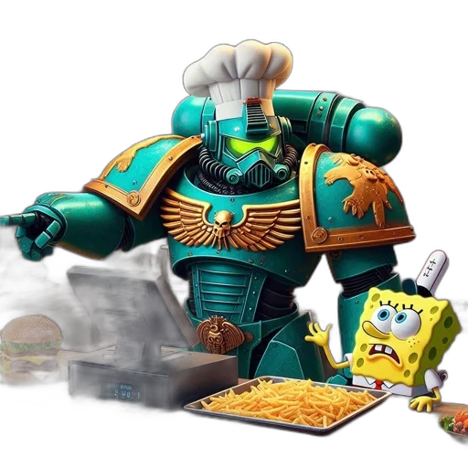 robot, food, concept art, 3d render, fire, underwater, outer space, robotic transparent PNG cut-out