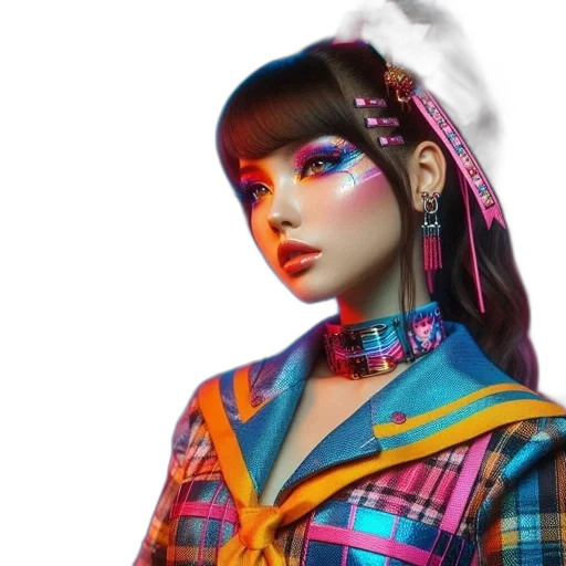 jacket, face, vaporwave, cyberpunk, fantasy art, photorealistic, neon lights, neon transparent PNG cut-out