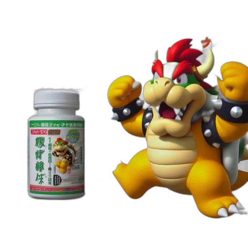 poster, japanese, product, featuring, bowser, super, mario, pills transparent PNG cut-out