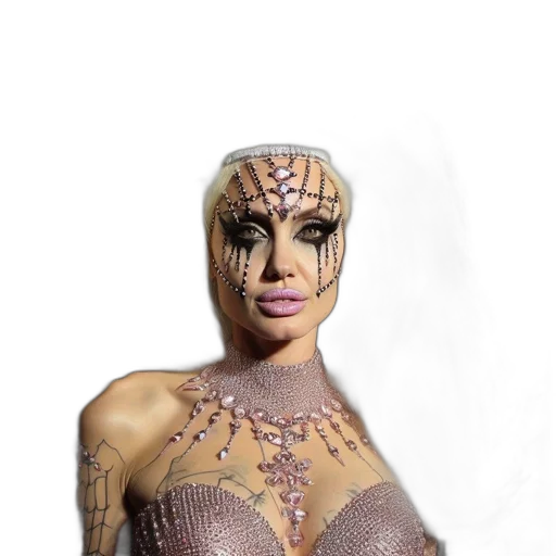 jewelry, mask, dress, creature, 3d render, cyberpunk, photorealistic, fantasy art transparent PNG cut-out