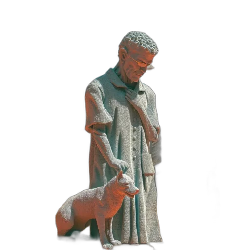 staff, 3d render, photorealistic, forest, gray, statue, elderly, man transparent PNG cut-out
