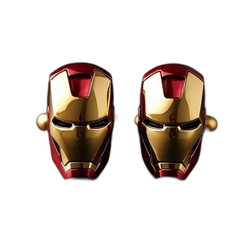 mask, jewelry, 3d render, concept art, superhero, iron, man, cufflinks transparent PNG cut-out