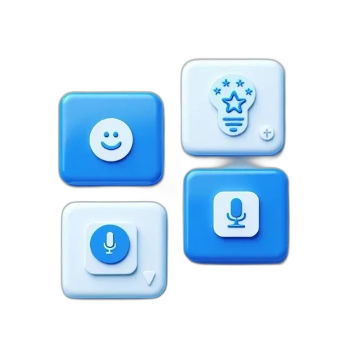 concept art, 3d render, blue, set, four, white, rectangular, cards transparent PNG cut-out