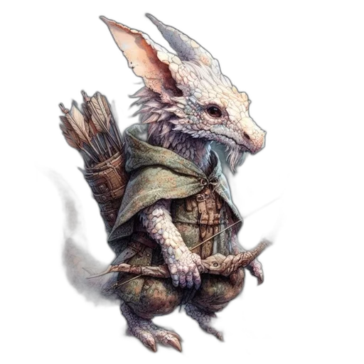 dragon, creature, animal, staff, fantasy art, concept art, watercolor, photorealistic transparent PNG cut-out