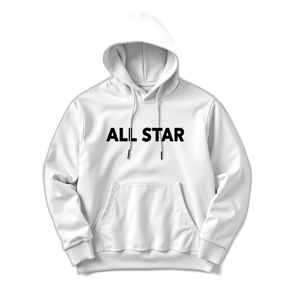 jacket, 3d render, white, hoodie, word, all, star, black transparent PNG cut-out