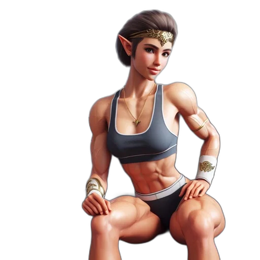 concept art, pixel art, fantasy art, photorealistic, athletic, woman, pointed, elf transparent PNG cut-out