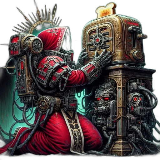 robot, concept art, fantasy art, comic book art, cyberpunk, red, intricately, armored transparent PNG cut-out