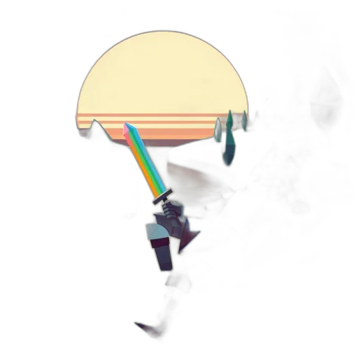 umbrella, staff, hat, weapon, concept art, pixel art, vaporwave, 3d render transparent PNG cut-out