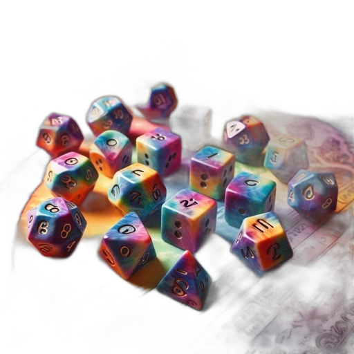 concept art, fantasy art, 3d render, outer space, pastel, colorful, polyhedral, dice transparent PNG cut-out