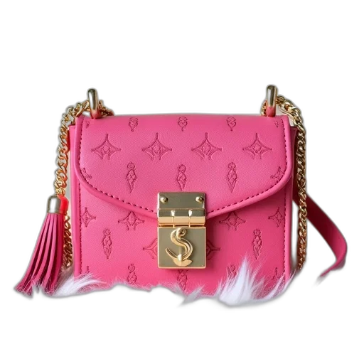 pastel, pink, handbag, gold, clasp, chain, strap, displayed transparent PNG cut-out