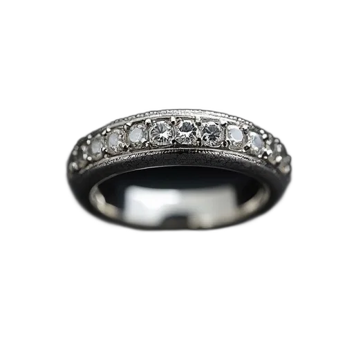 jewelry, crown, close-up, image, silver, ring, textured, band transparent PNG cut-out