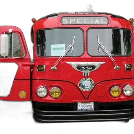 car, vintage, red, bus, word, special, front transparent PNG cut-out