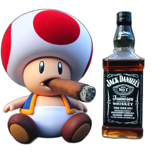 bottle, hat, weapon, 3d render, concept art, photorealistic, pixel art, toy transparent PNG cut-out