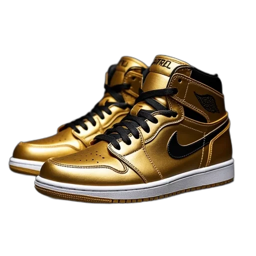 shoes, 3d render, golden, air transparent PNG cut-out