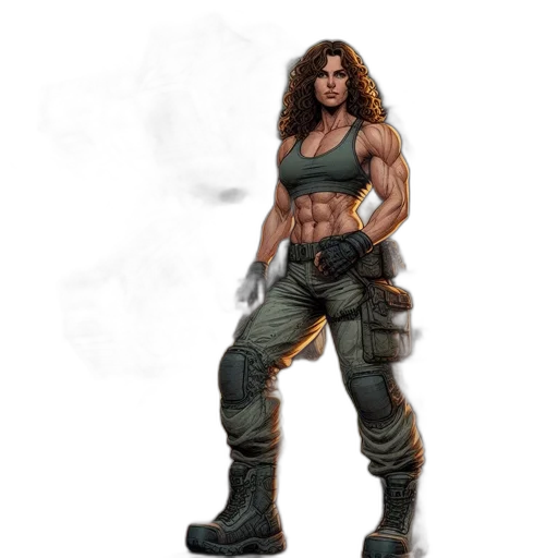 concept art, fantasy art, comic book art, pixel art, earth tones, strong, armed, woman transparent PNG cut-out