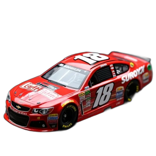 car, 3d render, die-cast, model, red, black, nascar, race transparent PNG cut-out