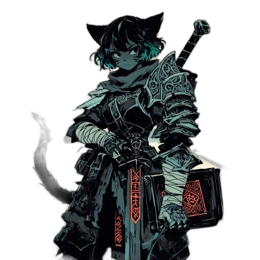 staff, sword, weapon, concept art, fantasy art, pixel art, comic book art, monochrome transparent PNG cut-out