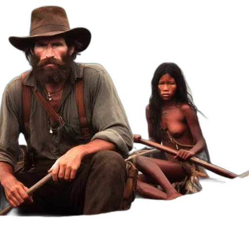 weapon, hat, staff, concept art, photorealistic, fire, two, adventurers--a transparent PNG cut-out