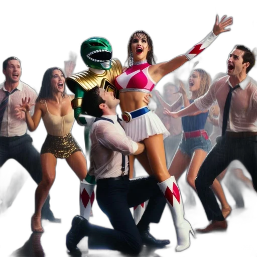 concept art, outer space, couple, dressed, power, rangers, dance, rain transparent PNG cut-out