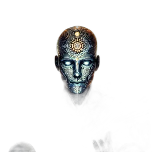 mask, face, robot, staff, concept art, fantasy art, photorealistic, 3d render transparent PNG cut-out