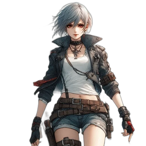 jacket, weapon, sword, staff, concept art, cyberpunk, fantasy art, pixel art transparent PNG cut-out