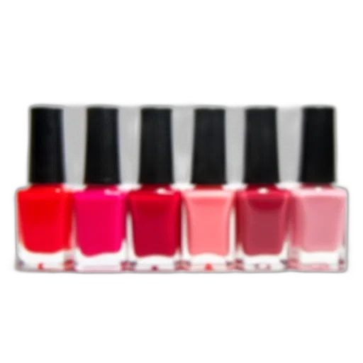 neon, colorful, red, collection, six, nail, polish, bottles transparent PNG cut-out