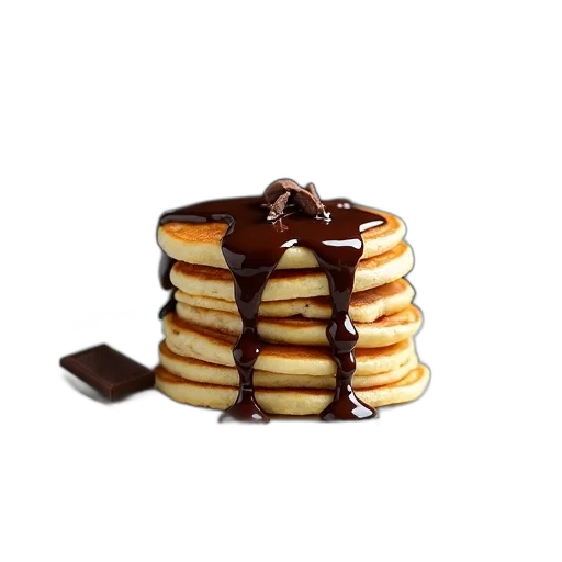 food, hat, 3d render, photorealistic, stack, pancakes, chocolate, syrup transparent PNG cut-out