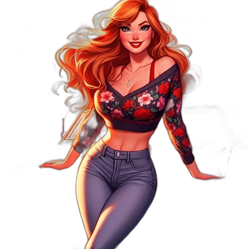 comic book art, cartoon, concept art, fantasy art, red, colorful, vivacious, female transparent PNG cut-out