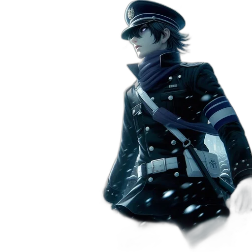 jacket, hat, staff, weapon, concept art, comic book art, watercolor, photorealistic transparent PNG cut-out