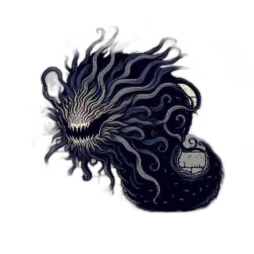 creature, hair, mask, dragon, concept art, fantasy art, pixel art, comic book art transparent PNG cut-out