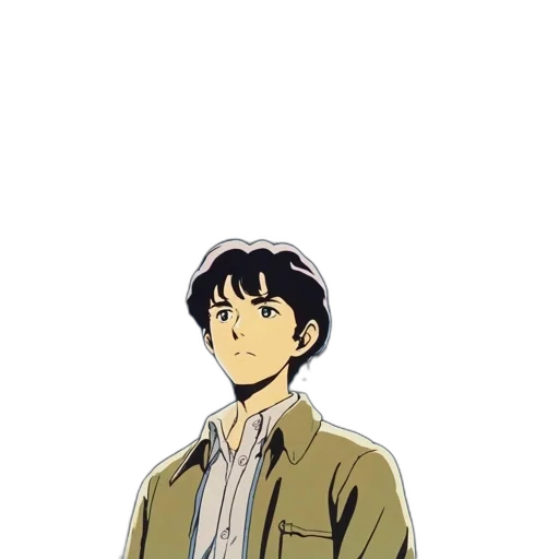 jacket, staff, umbrella, face, anime, pixel art, cartoon, vaporwave transparent PNG cut-out