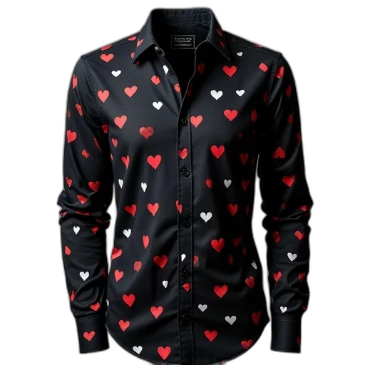 jacket, heart, print, cotton transparent PNG cut-out