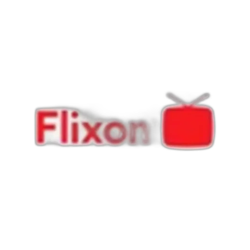 white, logo, word, flixon, red, featuring, television, icon transparent PNG cut-out