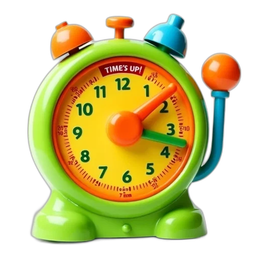 3d render, colorful, children, timer, green, orange, design, featuring transparent PNG cut-out