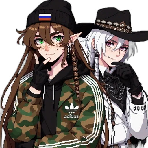 jacket, hat, weapon, anime, pixel art, cyberpunk, cartoon, monochrome transparent PNG cut-out