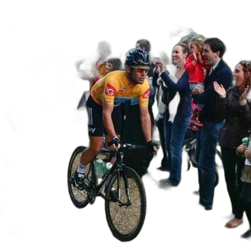 photorealistic, concept art, group, cyclists, ride, down, path, spectators transparent PNG cut-out