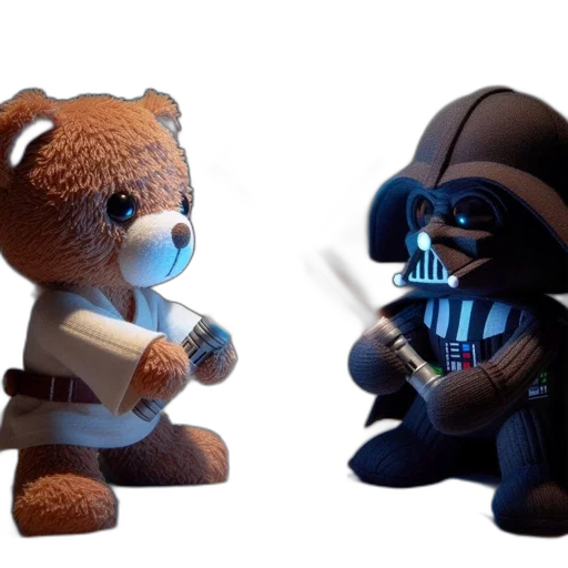 concept art, 3d render, two, plush, star, wars, toys, engaged transparent PNG cut-out
