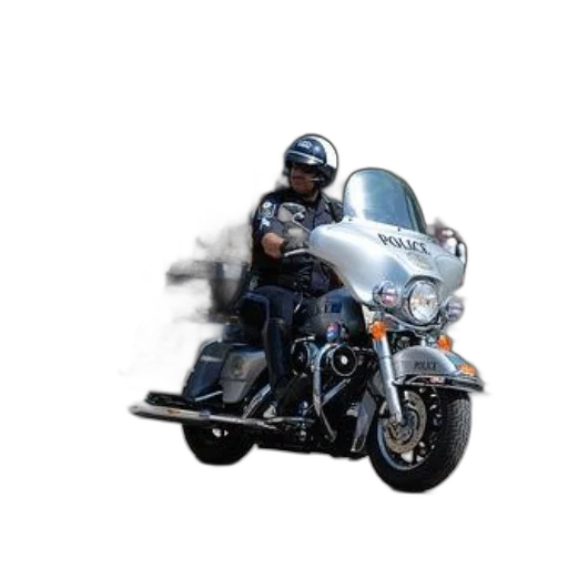 photorealistic, concept art, 3d render, police, officer, motorcycle, rides, down transparent PNG cut-out