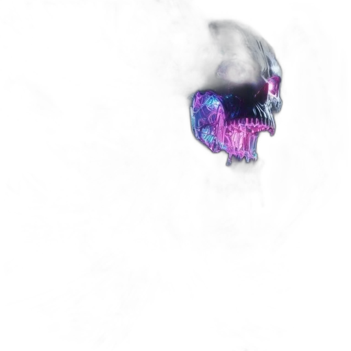 mask, face, creature, robot, concept art, 3d render, photorealistic, vaporwave transparent PNG cut-out