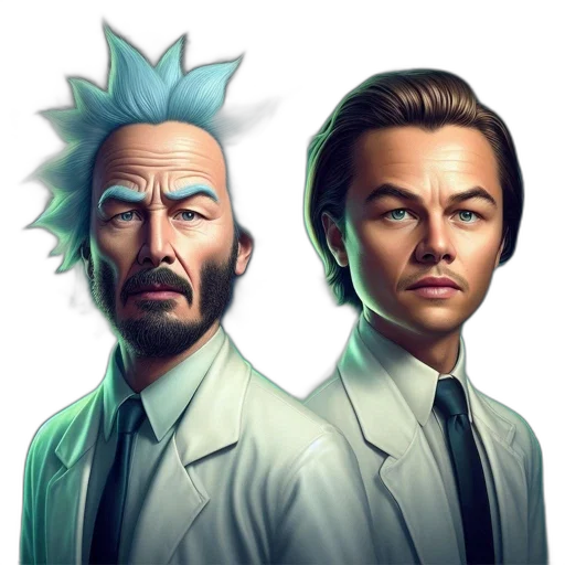 staff, concept art, comic book art, fantasy art, cartoon, two, men, lab transparent PNG cut-out