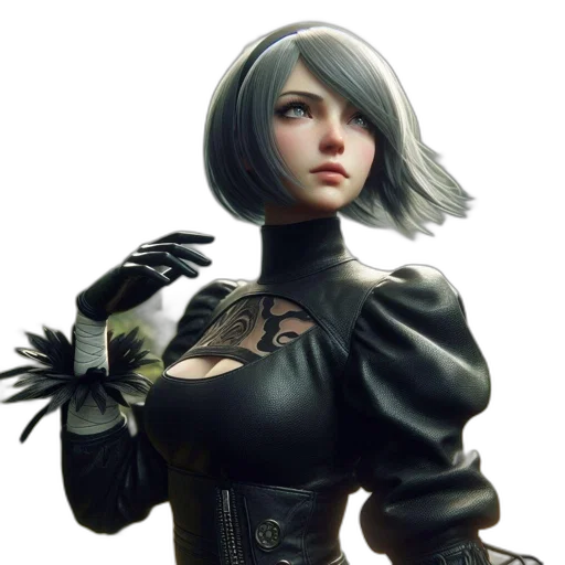 dress, staff, robot, concept art, fantasy art, comic book art, photorealistic, dark transparent PNG cut-out