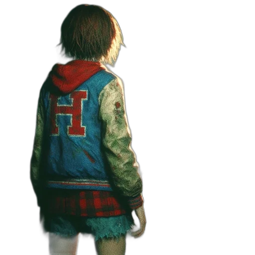 jacket, face, hair, robot, concept art, pixel art, 3d render, photorealistic transparent PNG cut-out