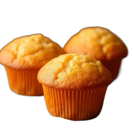 food, photorealistic, three, orange, muffins transparent PNG cut-out