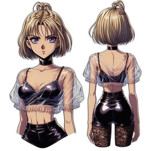 dress, jacket, anime, concept art, pixel art, cyberpunk, dark, monochrome transparent PNG cut-out