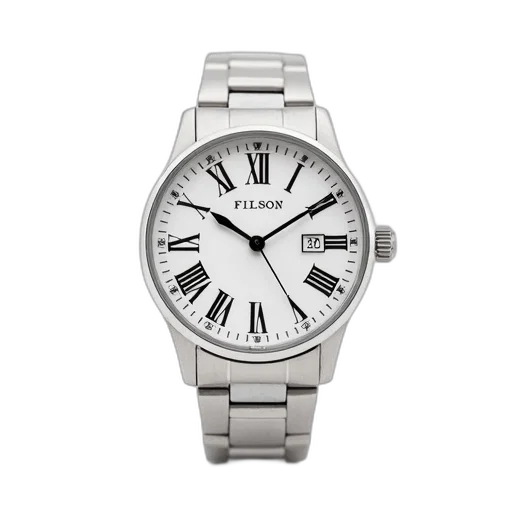 jewelry, silver, wristwatch, white, face, black, roman, numerals transparent PNG cut-out