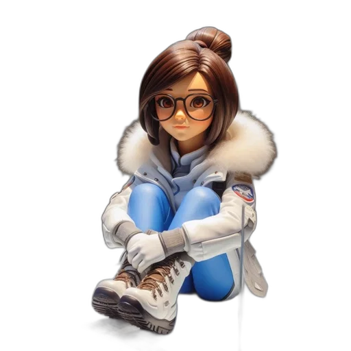 jacket, staff, face, concept art, cartoon, comic book art, 3d render, blue transparent PNG cut-out