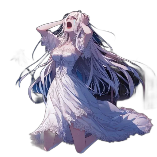 dress, creature, face, concept art, anime, fantasy art, pixel art, blue transparent PNG cut-out
