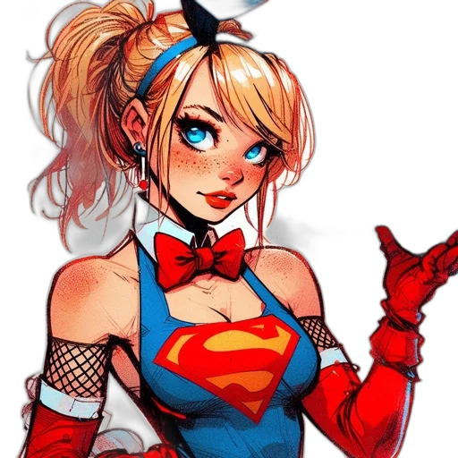 staff, comic book art, cartoon, concept art, anime, red, blonde, woman transparent PNG cut-out